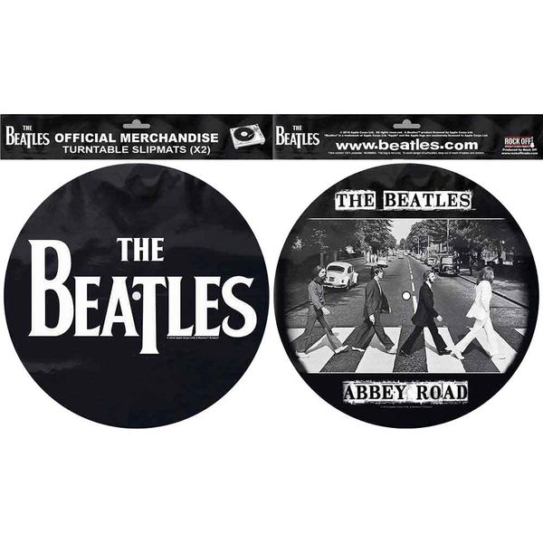 The Beatles - Tappetino Per Giradischi "Abbey Road"", Drop-T-Logo 2-Pack RO12705 (Taglia Unica) (Nero/Bianco)"-image
