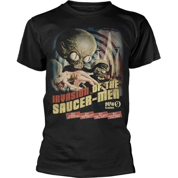 Plan 9 - Maglietta "Invasion Of The Saucer Men"" Per Uomo/Donna Unisex PH4770 (S) (Nero)"-image
