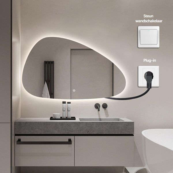 Specchio Da Bagno FenomÉ Delafon "Florence Organic"" - 75 × 120 Cm, Illuminazione Led E Antiappannamento Con Funzione Di Riscaldamento"-image