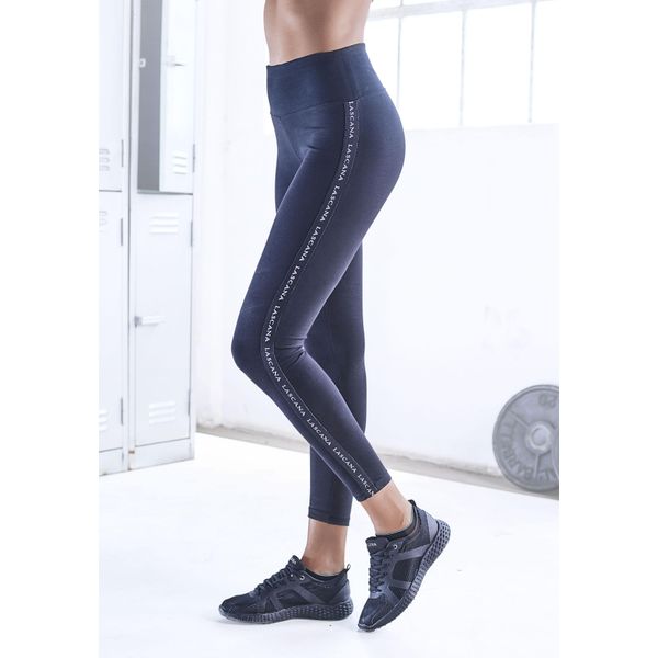 Leggings Lascana Active, Damen, Gr. L (44/46), N-Gr, Schwarz, Jersey, Obermaterial: 95% Baumwolle, 5% Elasthan, Unifarben, Figurbetont Lang, Hosen Leggings, Mit Breitem Komfortbund-image