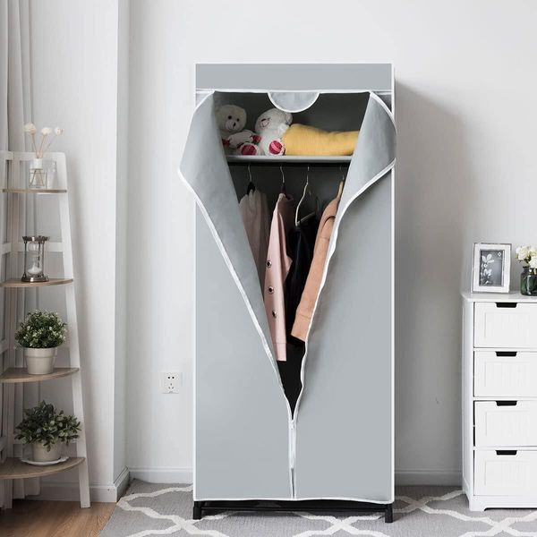Costway Costway 75 X 50 X 170 Cm Colori A Scelta Armadio Armadio Con Appendiabiti Grigio-image