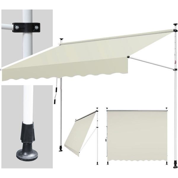 Tenda Da Balcone Jopassy Resistente Ai Raggi Uv E All'acqua, Retrattile 3M, Beige-image