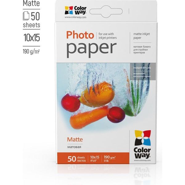 Colorway Carta Fotografica Opaca 190G/M, 50 Pezzi, 10×15-image