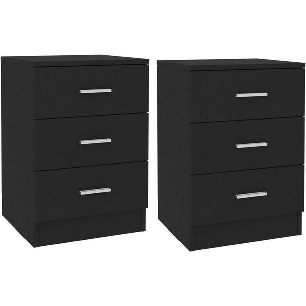 Maison Exclusive - Comodini 2 Pz. Nero 38X35X56 Cm Materiale Ligneo-image