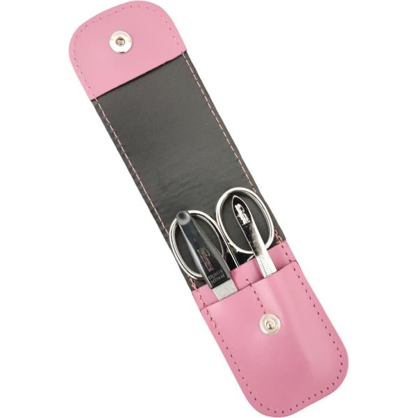Set Manicure 3 Pezzi Solingen Con Custodia In Pelle, Forbici Per Unghie, Lima, Pinzette, Germany Magenta-image