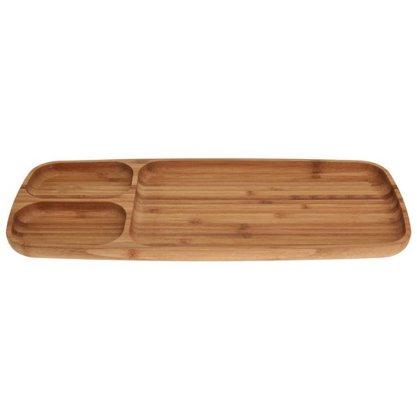 Vassoio Per Snack In Bambù, 3 Scomparti, 16 X 2 X 39 Cm-image