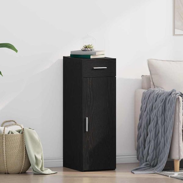 Vidaxl Credenza In Rovere Nero 30 X 42,5 X 93 Cm Materiale In Legno-image