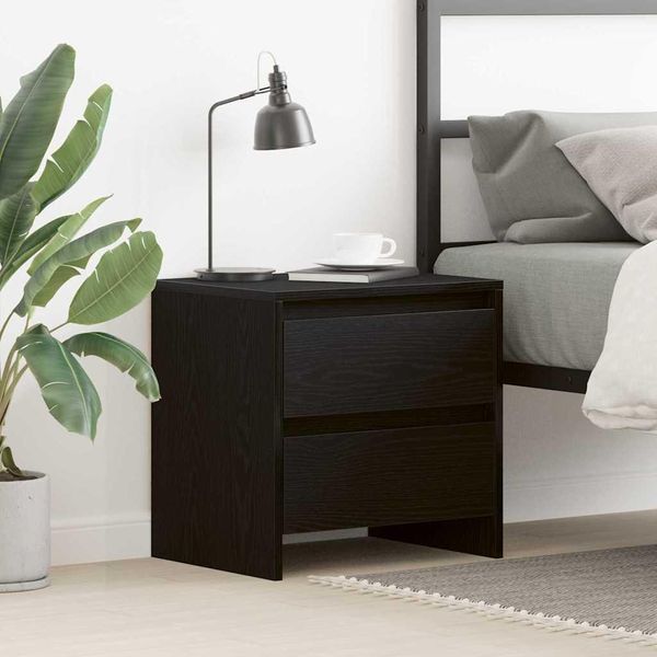 Maison Exclusive - Comodino Effetto Rovere Nero 45 X 34 X 44,5 Cm Materiale Ligneo-image