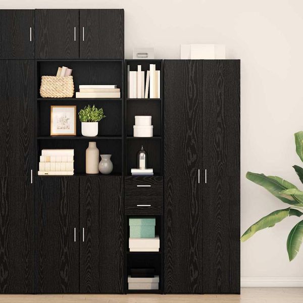 Vidaxl Credenza In Rovere Nero 30 X 42,5 X 185 Cm Materiale In Legno-image