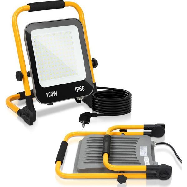 Clanmacy Faro Da Cantiere Led Luce Da Lavoro 100W 8000LM Faro Led Bianco Freddo Faro Da Cantiere-image