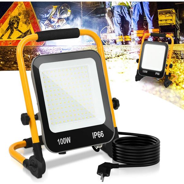 Aopunly 100W Bianco Freddo Led Faretto Da Costruzione 6000K Luce Di Lavoro Led Proiettore Luce Di Lavoro-image