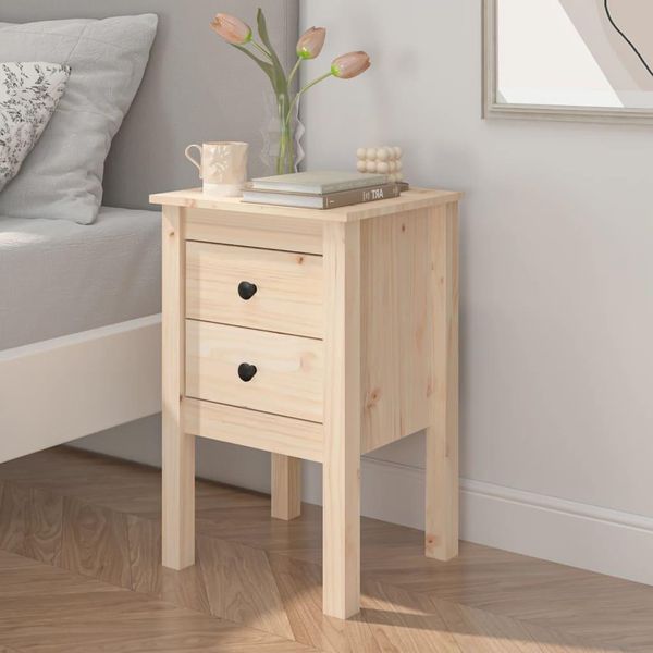 The Living Store Comodino 40X35X61,5 Cm In Legno Di Pino Massiccio-image