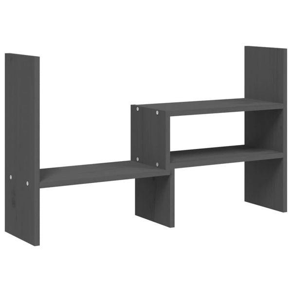 Vidaxl Supporto Per Monitor Grigio (39-72)X17X43 Cm In Legno Di Pino Massiccio-image