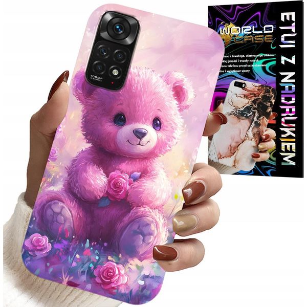 Custodia Per Xiaomi Note 11 / 11S - Simpatico Orsetto Su Sfondo Rosa, Custodia + Vetro-image