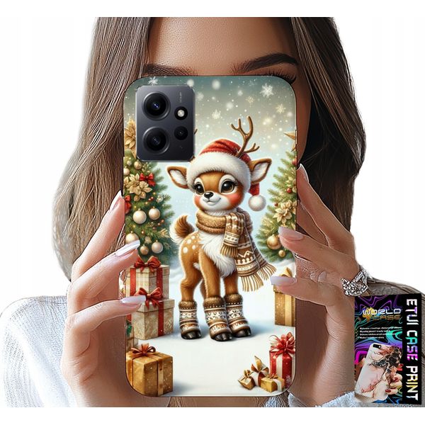 Custodia Per Xiaomi Note 12 4G - Renna, Motivi Natalizi + Vetro-image