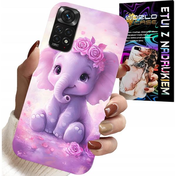Custodia Per Xiaomi Note 11 / 11S - Simpatico Elefante Su Sfondo Rosa + Lamina-image