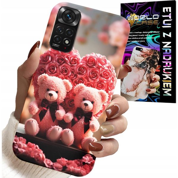 Custodia Per Xiaomi Note 11 / 11S - Orsacchiotto Rosa Cuore + Vetro-image