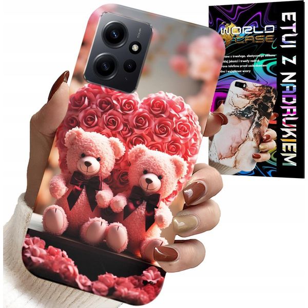 Custodia Per Xiaomi Note 12 4G - Orsacchiotto Rosa Famiglia Cuore + Vetro-image