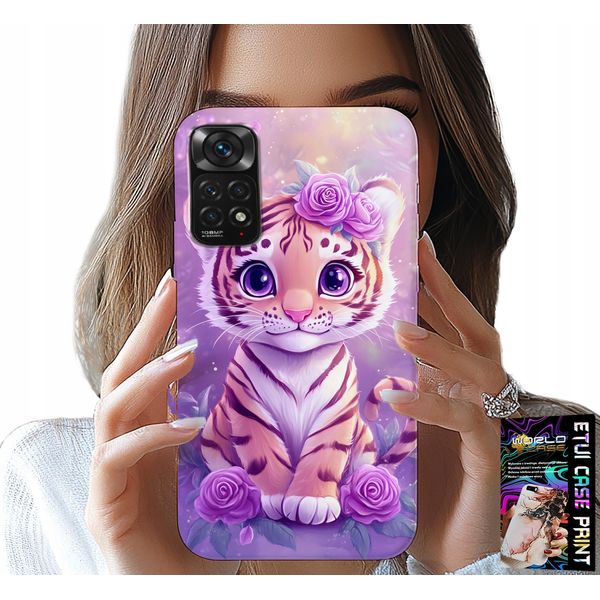 Custodia Per Xiaomi Note 11 / 11S - Simpatica Tigre Su Sfondo Rosa + Vetro-image