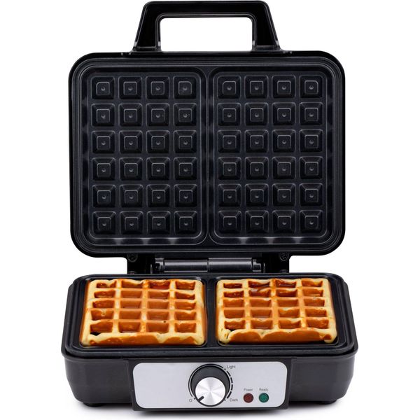 Ferro Per Waffle Alpina Per Waffle Belgi Con Rivestimento Antiaderente 2 Waffle 1000W Nero-image
