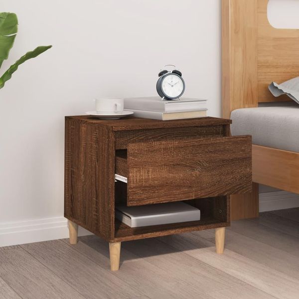 The Living Store Comodino Look Rovere Marrone 50X46X50 Cm Materiale Legno-image