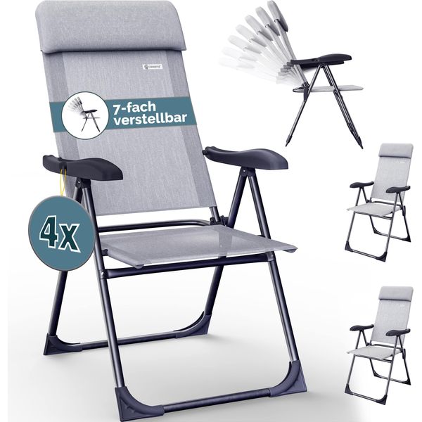 Casaria Set 4 Sedie Da Giardino Pieghevoli Regolabili 7 Posizioni In Alluminio Schienale Reclinabile Campeggio Balcone-image