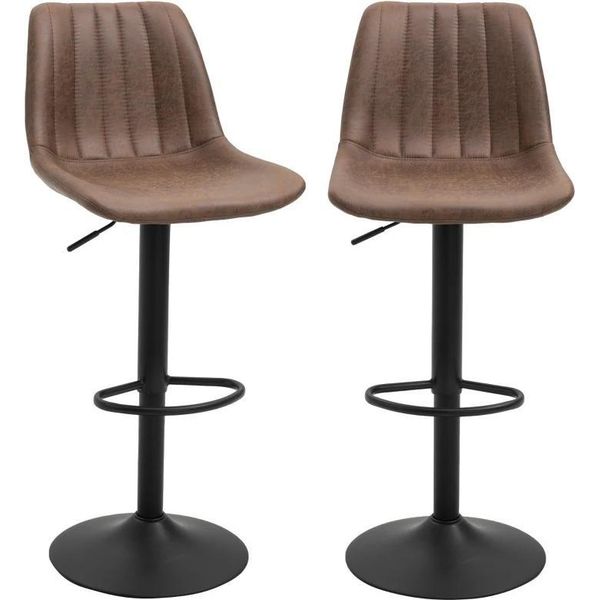 Fortuna Lai Set Di 2 Sgabelli Da Bar Sgabelli Da Cucina Regolabili In Altezza Con Poggiapiedi Sedia Girevole Marrone Poliestere 43 X 46 5 X 89-110 Cm Per Bar Cucina-image