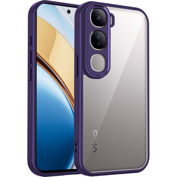 Custodia Per Vivo Y300/Y200/Y200 4G/V40 Lite (IDN)/V40 Lite 4G (Idn) Cover Posteriore Trasparente Con Cornice In Tpu, Antiurto Viola-image