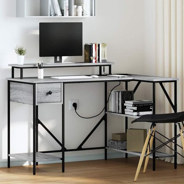 Maison Exclusive - Scrivania Sonoma Grigio 120 X 79 X 86,5 Cm Materiale Ligneo-image