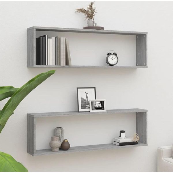 Maison Exclusive - Mensole Da Parete 2 Pezzi Grigio Sonoma 100X15X30 Cm Materiale Ligneo-image