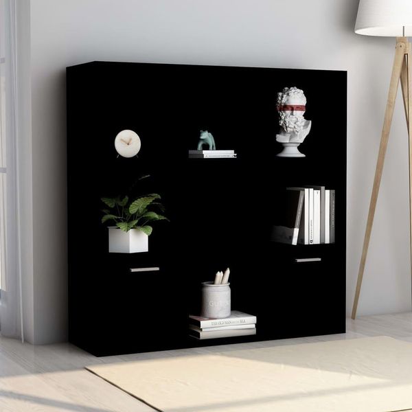 The Living Store Libreria Nera 98X30X98 Cm Materiale A Base Di Legno-image