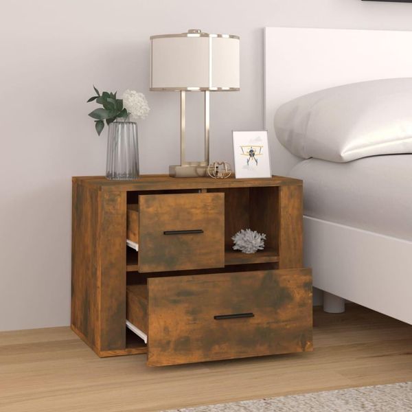 Maison Exclusive - Comodino In Rovere Affumicato 60X36X45 Cm Materiale Ligneo-image