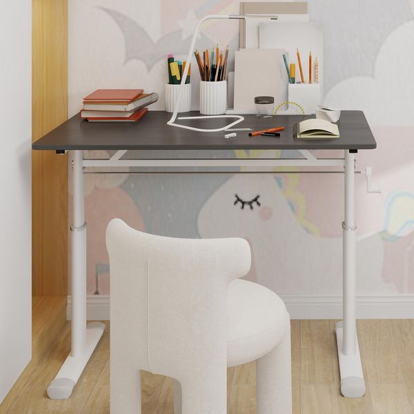 Scrivania Regolabile In Altezza Per Bambini E Adulti – 100 X 60 X 90 Cm, Grigio-image