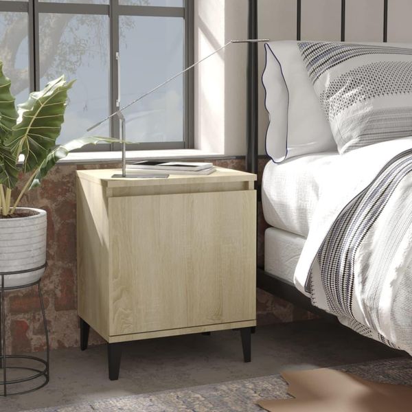 Maison Exclusive - Comodino Con Gambe In Metallo In Rovere Sonoma 40X30X50 Cm-image
