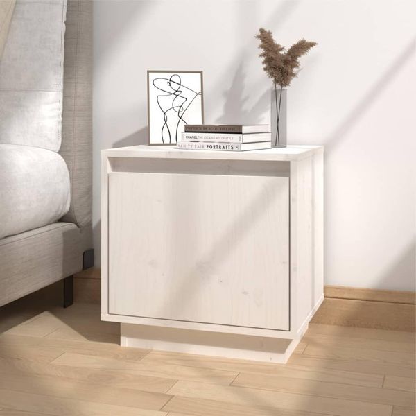 Maison Exclusive - Comodino Bianco 40X30X40 Cm In Legno Massello Di Pino-image