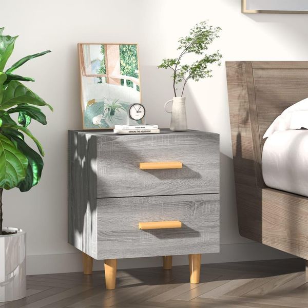 The Living Store Comodino Grigio Sonoma 40X35X47,5 Cm-image