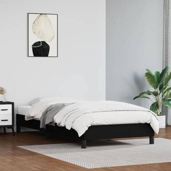 The Living Store Struttura Letto Nera 90X190 Cm In Ecopelle-image