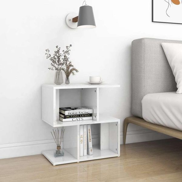 The Living Store Comodini 2 Pz. Bianco Lucido 50X30X51,5 Cm Materiale A Base Di Legno-image