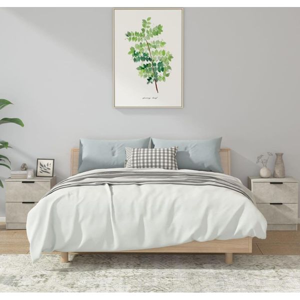Maison Exclusive - Comodini 2 Pz. Grigio Cemento Materiale Ligneo-image