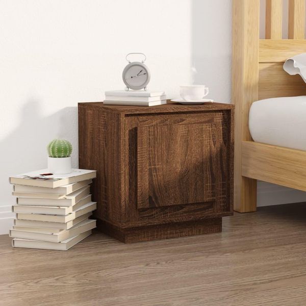 The Living Store Comodino Effetto Rovere Marrone 44X35X45 Cm Materiale Legno-image