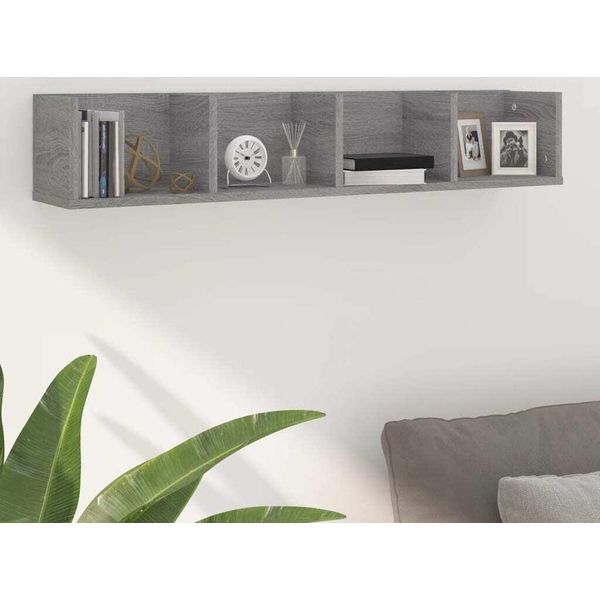 Maison Exclusive - Scaffale Da Parete Per Cd Grigio Sonoma 100X18X18 Cm Materiale Ligneo-image