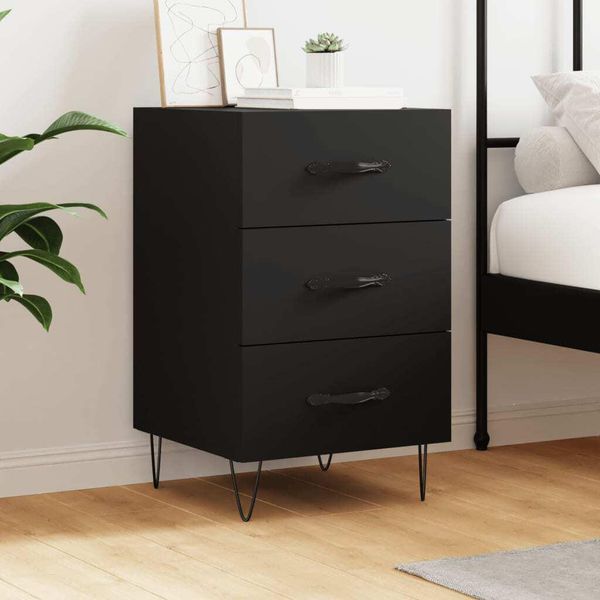 Maison Exclusive - Comodino Nero 40X40X66 Cm Materiale Ligneo-image