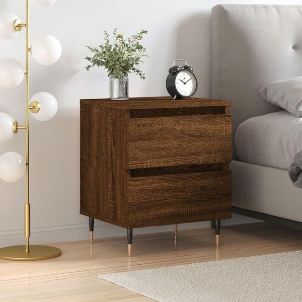 The Living Store Comodino Look Rovere Marrone 40X35X50 Cm Materiale Legno-image