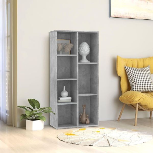 The Living Store Libreria Cemento Grigio 50X25X106 Cm Materiale Legno-image