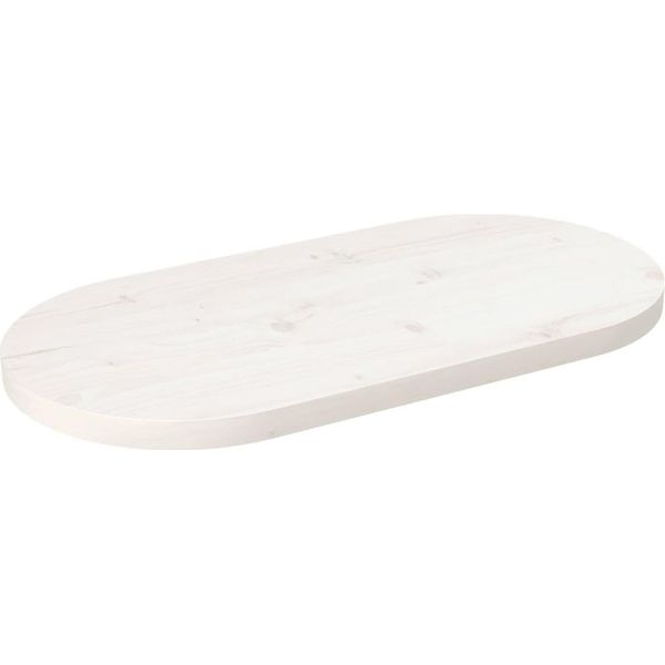 Vidaxl Piano Da Tavolo Bianco 80X40X2,5 Cm In Legno Massiccio Di Pino Ovale - Piano Da Tavolo - Piani Da Tavolo - Piano Da Tavolo In Legno - Piano Da Tavolo In Legno Massiccio-image