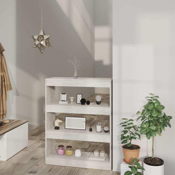 The Living Store Libreria/Divisorio Per Ambienti Grigio Cemento 80X30X103 Cm Materiale A Base Di Legno-image