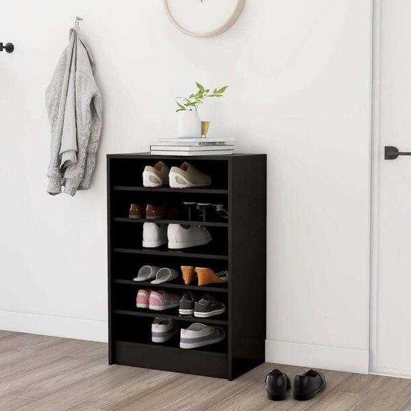 The Living Store Scarpiera Nera 60X35X92 Cm Materiale Legno-image
