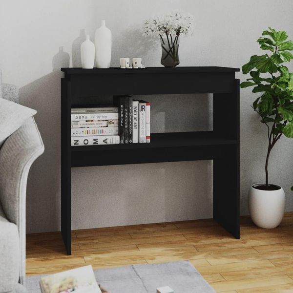 The Living Store Consolle Nera 80X30X80 Cm In Materiale Ligneo-image