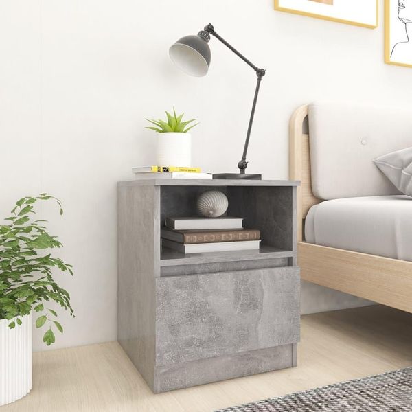 The Living Store Comodini 2 Pz. Grigio Cemento 40X40X50 Cm Materiale A Base Di Legno-image