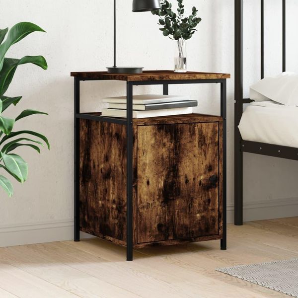The Living Store Comodino Rovere Fumé 40X42X60 Cm Materiale Legno-image